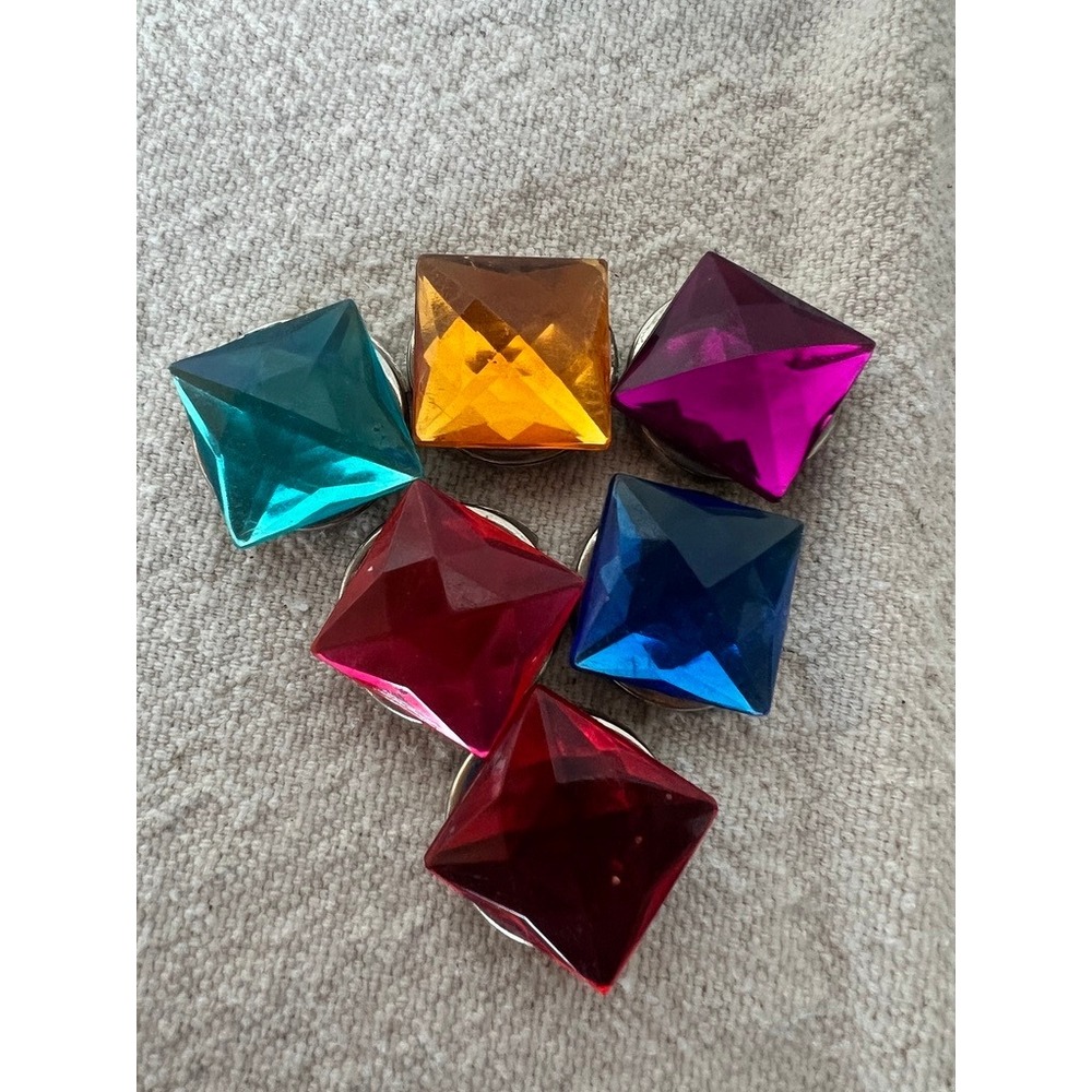 Nony New York Button Covers Set 6 OS Multicolor Square Jewel Vintage Accessories